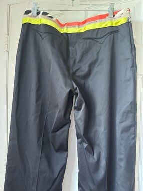 Roberto Cavalli Black Straight-Leg Pants with Neon Animal Print Waistband Italy